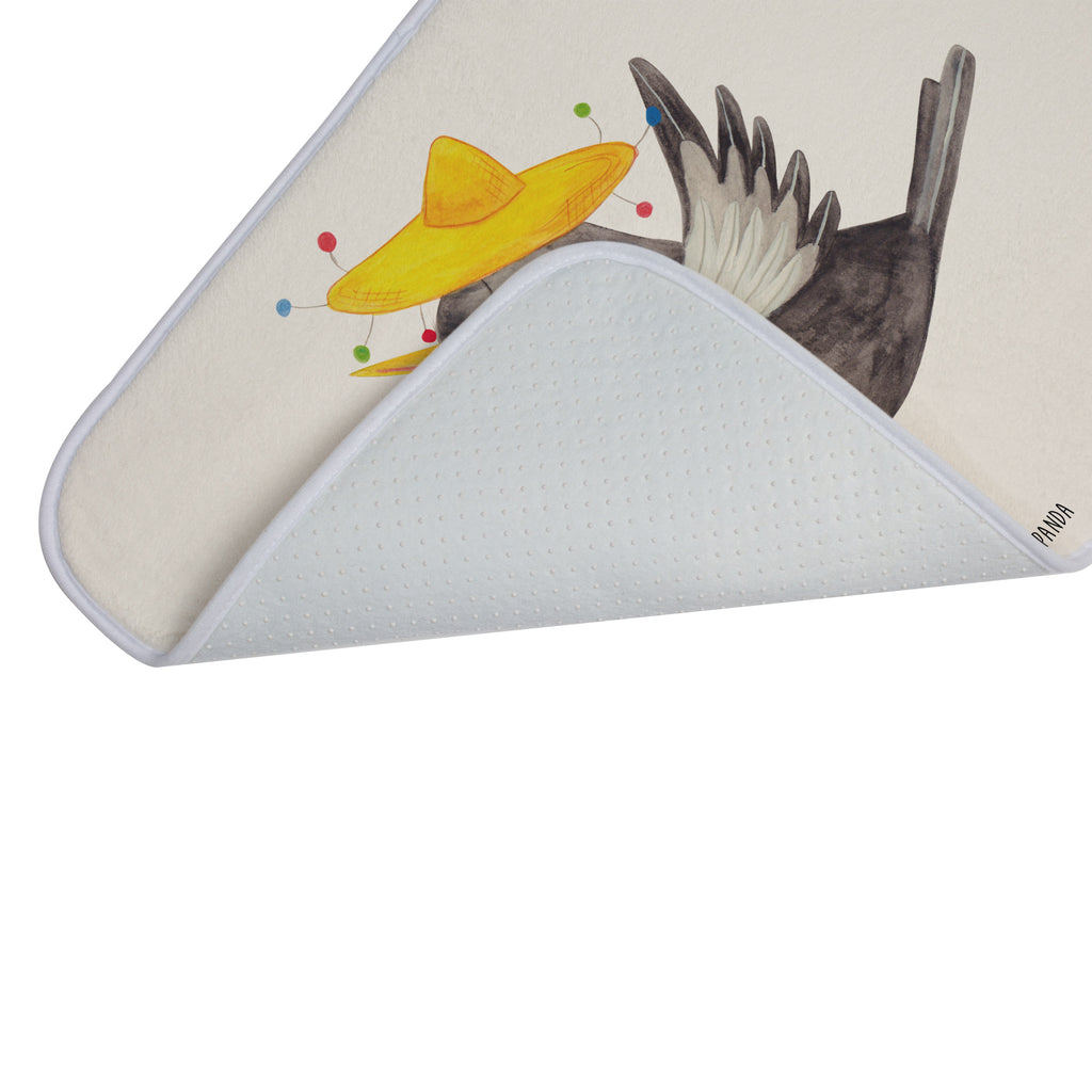 Badvorleger Rabe mit Sombrero Badematte, Badteppich, Duschvorleger, Badezimmerteppich, Badezimmermatte, Badvorleger, Duschmatte, Duschteppich, Tiermotive, Gute Laune, lustige Sprüche, Tiere, Rabe, Vogel, Vögel, Spruch positiv, fröhlich sein, glücklich sein, Glück Spruch, froh, Elster, Motivation