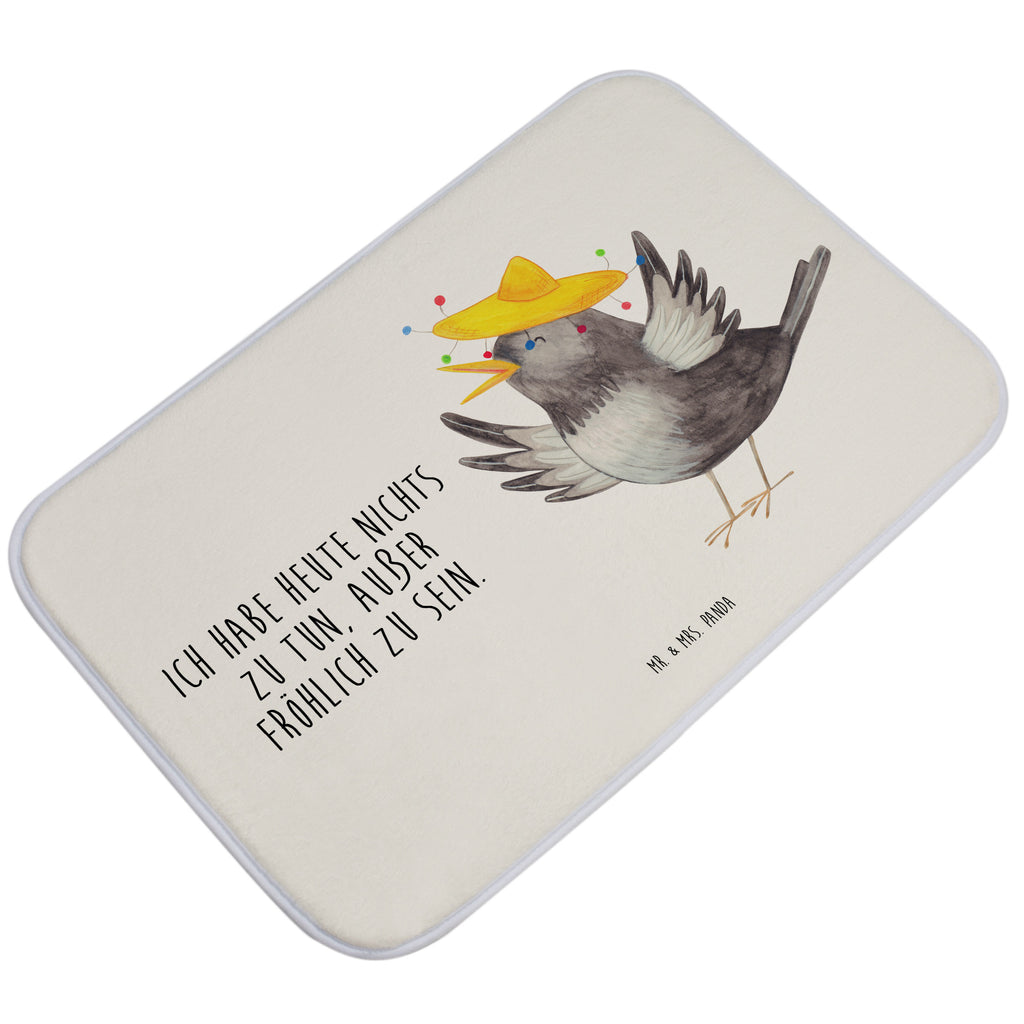 Badvorleger Rabe mit Sombrero Badematte, Badteppich, Duschvorleger, Badezimmerteppich, Badezimmermatte, Badvorleger, Duschmatte, Duschteppich, Tiermotive, Gute Laune, lustige Sprüche, Tiere, Rabe, Vogel, Vögel, Spruch positiv, fröhlich sein, glücklich sein, Glück Spruch, froh, Elster, Motivation