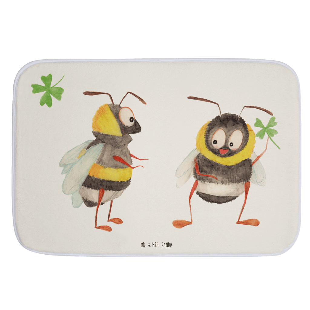 Badvorleger Hummeln mit Kleeblatt Badematte, Badteppich, Duschvorleger, Badezimmerteppich, Badezimmermatte, Badvorleger, Duschmatte, Duschteppich, Tiermotive, Gute Laune, lustige Sprüche, Tiere, Hummel, Biene, Spruch positiv, Biene Deko, Spruch schön, glücklich sein, glücklich werden, Spruch fröhlich