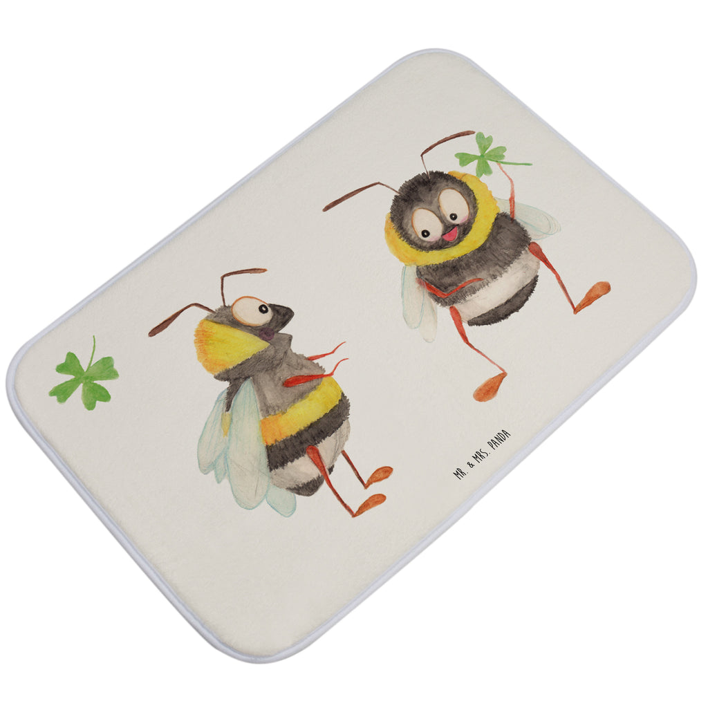 Badvorleger Hummeln mit Kleeblatt Badematte, Badteppich, Duschvorleger, Badezimmerteppich, Badezimmermatte, Badvorleger, Duschmatte, Duschteppich, Tiermotive, Gute Laune, lustige Sprüche, Tiere, Hummel, Biene, Spruch positiv, Biene Deko, Spruch schön, glücklich sein, glücklich werden, Spruch fröhlich