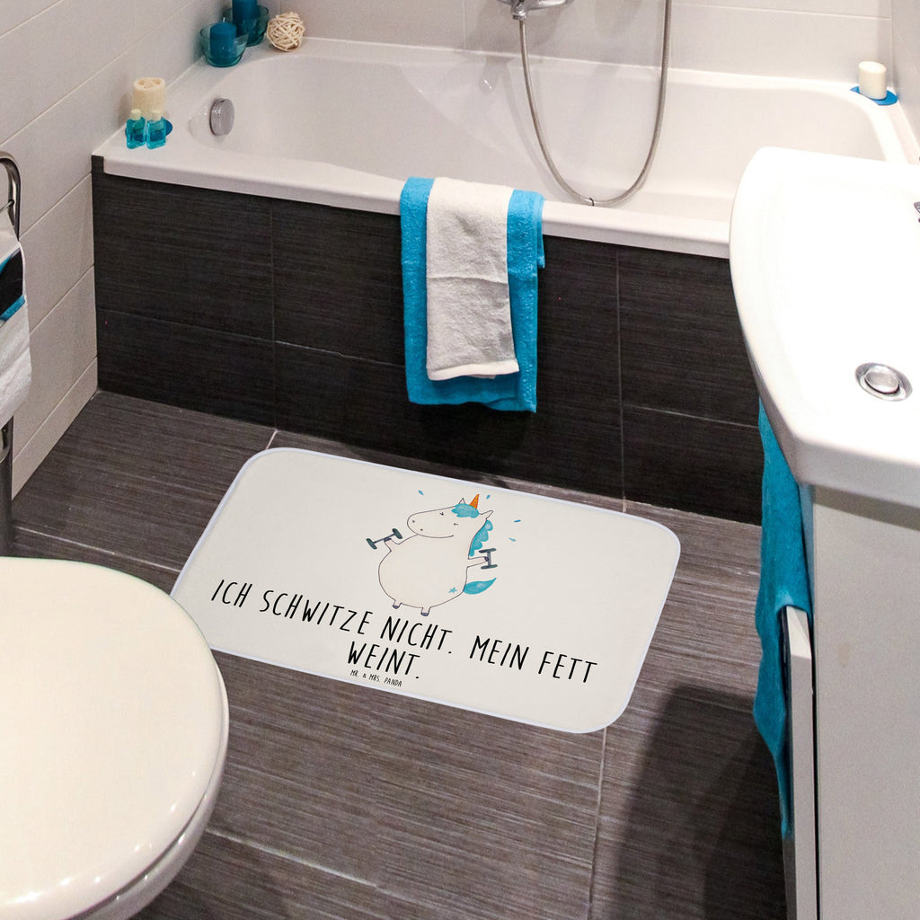 Badvorleger Einhorn Fitness Badematte, Badteppich, Duschvorleger, Badezimmerteppich, Badezimmermatte, Badvorleger, Duschmatte, Duschteppich, Einhorn, Einhörner, Einhorn Deko, Pegasus, Unicorn, Gym, Fitness, Fitnessstudio, Diät, Abnehmen, Sport, Pumpen, Geräte, Sixpack