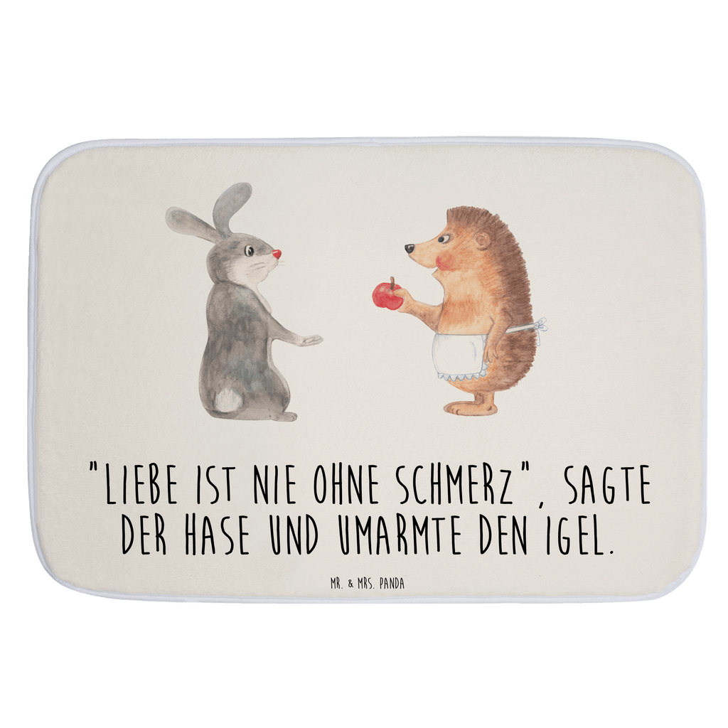 Badvorleger Liebe ist nie ohne Schmerz Badematte, Badteppich, Duschvorleger, Badezimmerteppich, Badezimmermatte, Badvorleger, Duschmatte, Duschteppich, Tiermotive, Gute Laune, lustige Sprüche, Tiere, Igel und Hase, Igel, Hase, Liebe Spruch, Liebeskummer Geschenk, Herzschmerz, Trösten, Trennungsschmerz, Spruch romantisch