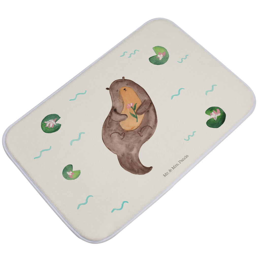Badvorleger Otter mit Seerose Badematte, Badteppich, Duschvorleger, Badezimmerteppich, Badezimmermatte, Badvorleger, Duschmatte, Duschteppich, Otter, Fischotter, Seeotter, Otter Seeotter See Otter