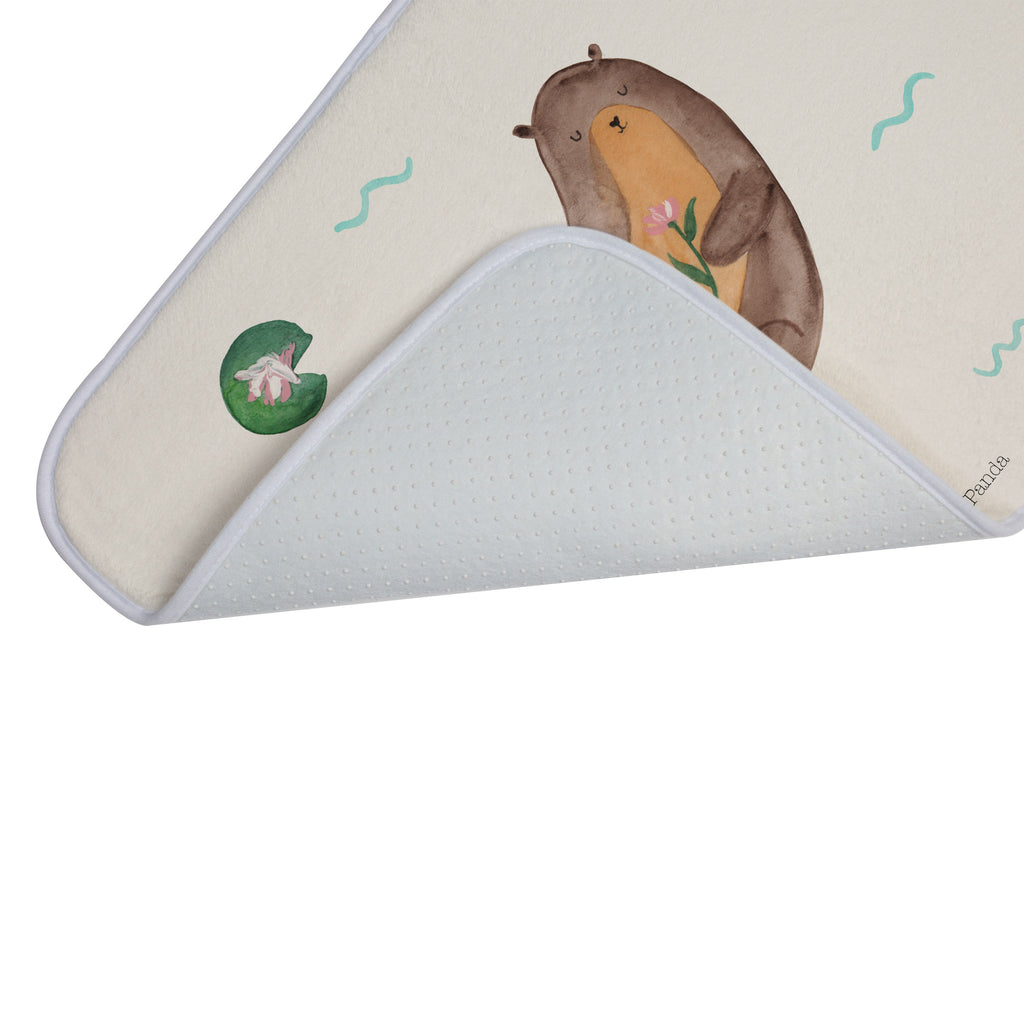 Badvorleger Otter mit Seerose Badematte, Badteppich, Duschvorleger, Badezimmerteppich, Badezimmermatte, Badvorleger, Duschmatte, Duschteppich, Otter, Fischotter, Seeotter, Otter Seeotter See Otter
