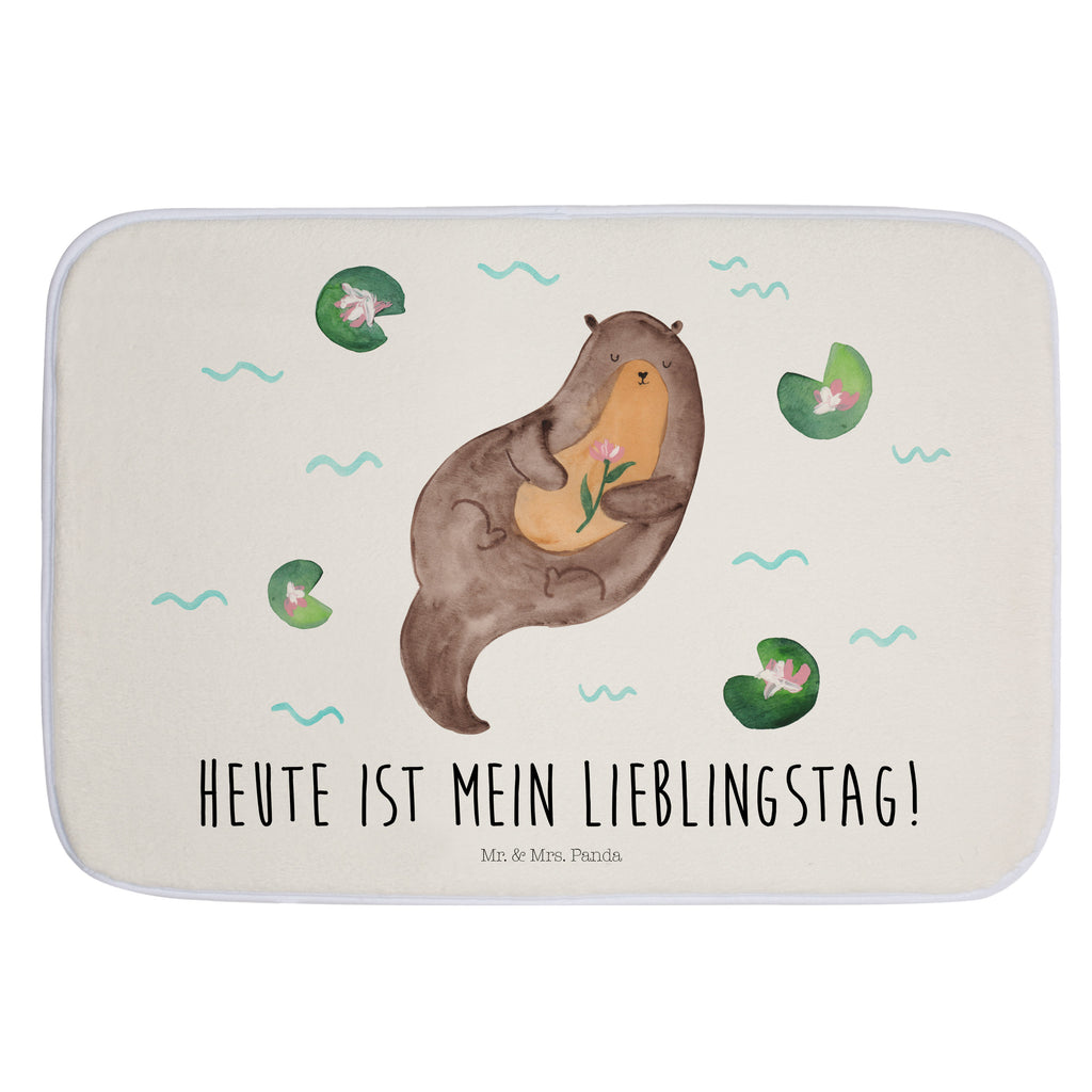 Badvorleger Otter mit Seerose Badematte, Badteppich, Duschvorleger, Badezimmerteppich, Badezimmermatte, Badvorleger, Duschmatte, Duschteppich, Otter, Fischotter, Seeotter, Otter Seeotter See Otter