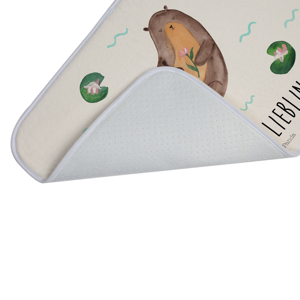Badvorleger Otter mit Seerose Badematte, Badteppich, Duschvorleger, Badezimmerteppich, Badezimmermatte, Badvorleger, Duschmatte, Duschteppich, Otter, Fischotter, Seeotter, Otter Seeotter See Otter
