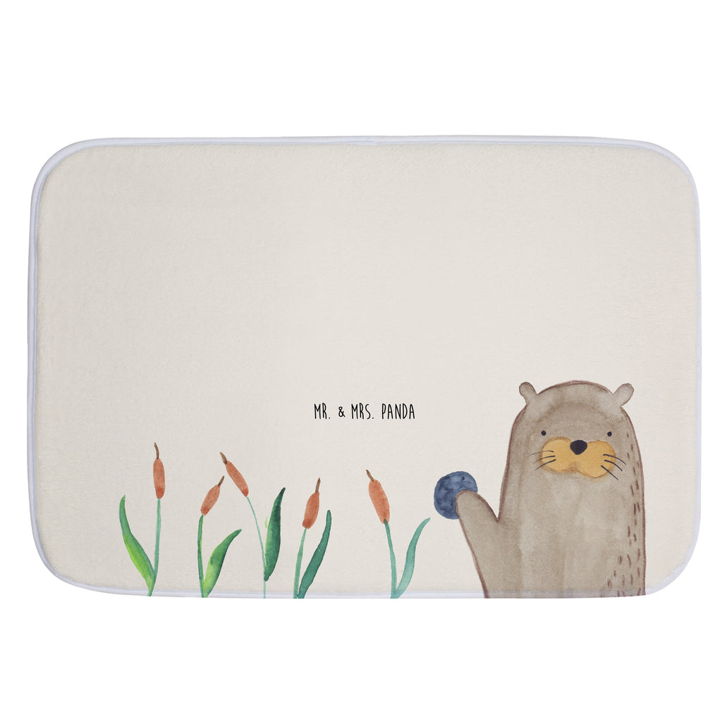Badvorleger Otter mit Stein Badematte, Badteppich, Duschvorleger, Badezimmerteppich, Badezimmermatte, Badvorleger, Duschmatte, Duschteppich, Otter, Fischotter, Seeotter, Otter Seeotter See Otter