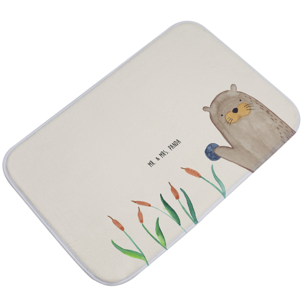 Badvorleger Otter mit Stein Badematte, Badteppich, Duschvorleger, Badezimmerteppich, Badezimmermatte, Badvorleger, Duschmatte, Duschteppich, Otter, Fischotter, Seeotter, Otter Seeotter See Otter
