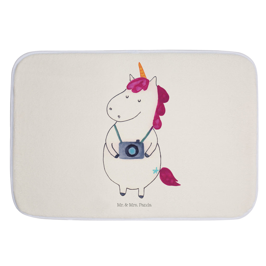 Badvorleger Einhorn Fotograf Badematte, Badteppich, Duschvorleger, Badezimmerteppich, Badezimmermatte, Badvorleger, Duschmatte, Duschteppich, Einhorn, Einhörner, Einhorn Deko, Pegasus, Unicorn, Fotograf, Fotografie, Kamera, Reisen, Weltreise, Weltenbummler, Urlaub, Tourist, Kurztrip, Reise, Städtereise