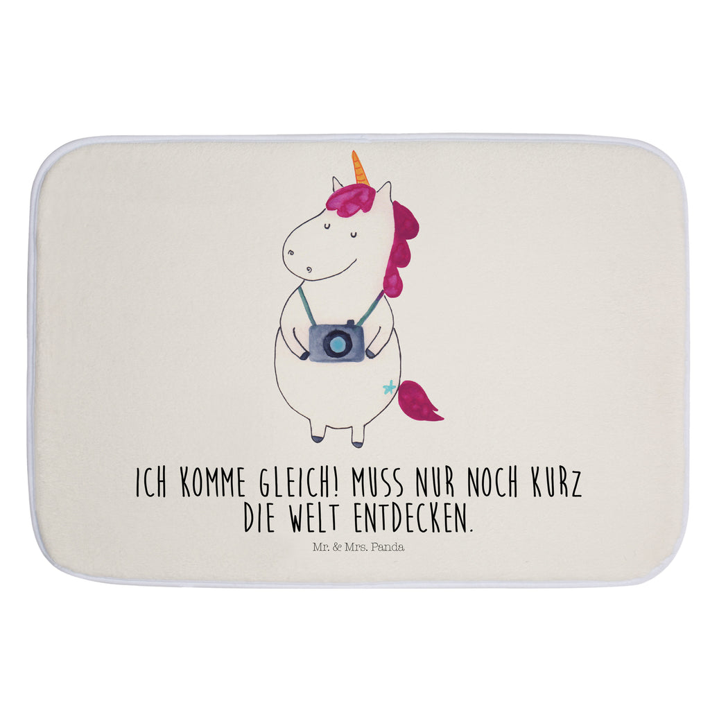 Badvorleger Einhorn Fotograf Badematte, Badteppich, Duschvorleger, Badezimmerteppich, Badezimmermatte, Badvorleger, Duschmatte, Duschteppich, Einhorn, Einhörner, Einhorn Deko, Pegasus, Unicorn, Fotograf, Fotografie, Kamera, Reisen, Weltreise, Weltenbummler, Urlaub, Tourist, Kurztrip, Reise, Städtereise