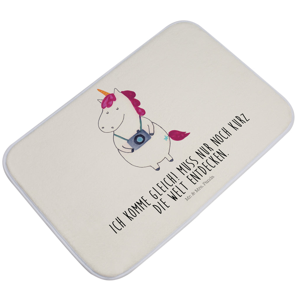 Badvorleger Einhorn Fotograf Badematte, Badteppich, Duschvorleger, Badezimmerteppich, Badezimmermatte, Badvorleger, Duschmatte, Duschteppich, Einhorn, Einhörner, Einhorn Deko, Pegasus, Unicorn, Fotograf, Fotografie, Kamera, Reisen, Weltreise, Weltenbummler, Urlaub, Tourist, Kurztrip, Reise, Städtereise