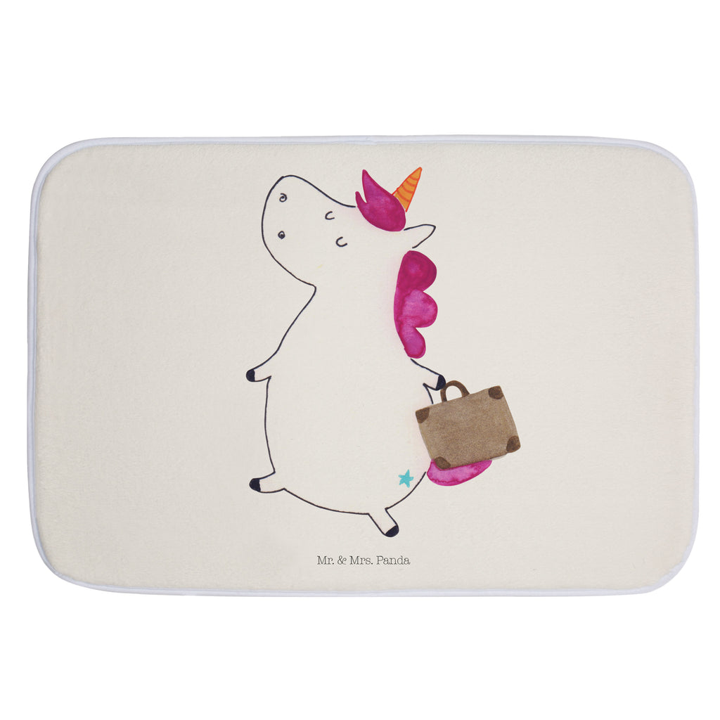 Badvorleger Einhorn Koffer Badematte, Badteppich, Duschvorleger, Badezimmerteppich, Badezimmermatte, Badvorleger, Duschmatte, Duschteppich, Einhorn, Einhörner, Einhorn Deko, Pegasus, Unicorn, unicorn, Koffer, Verreisen, Reise, Gepäck, Abenteuer, Erwachsen, Kind, albern, Spaß, lustig, witzig