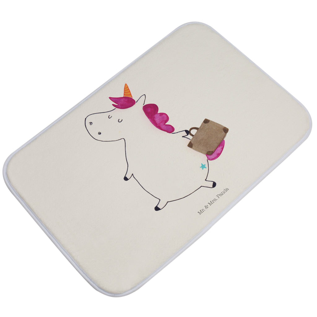 Badvorleger Einhorn Koffer Badematte, Badteppich, Duschvorleger, Badezimmerteppich, Badezimmermatte, Badvorleger, Duschmatte, Duschteppich, Einhorn, Einhörner, Einhorn Deko, Pegasus, Unicorn, unicorn, Koffer, Verreisen, Reise, Gepäck, Abenteuer, Erwachsen, Kind, albern, Spaß, lustig, witzig