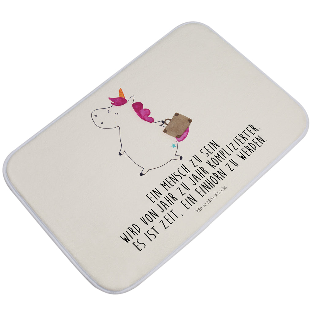 Badvorleger Einhorn Koffer Badematte, Badteppich, Duschvorleger, Badezimmerteppich, Badezimmermatte, Badvorleger, Duschmatte, Duschteppich, Einhorn, Einhörner, Einhorn Deko, Pegasus, Unicorn, unicorn, Koffer, Verreisen, Reise, Gepäck, Abenteuer, Erwachsen, Kind, albern, Spaß, lustig, witzig