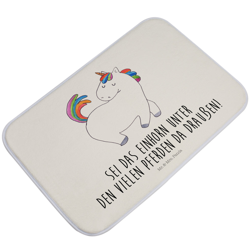 Badvorleger Einhorn stolzierend Badematte, Badteppich, Duschvorleger, Badezimmerteppich, Badezimmermatte, Badvorleger, Duschmatte, Duschteppich, Einhorn, Einhörner, Einhorn Deko, Pegasus, Unicorn, stolz, anders, bunt, Pferd, Reiter, Reiten, Freundin, Geschenk