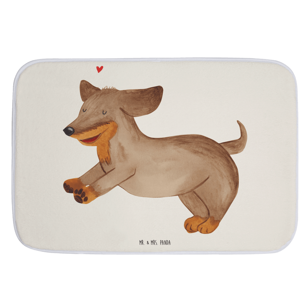 Badvorleger Hund Dackel fröhlich Badematte, Badteppich, Duschvorleger, Badezimmerteppich, Badezimmermatte, Badvorleger, Duschmatte, Duschteppich, Hund, Hundemotiv, Haustier, Hunderasse, Tierliebhaber, Hundebesitzer, Sprüche, Hunde, Dackel, Dachshund, happy dog