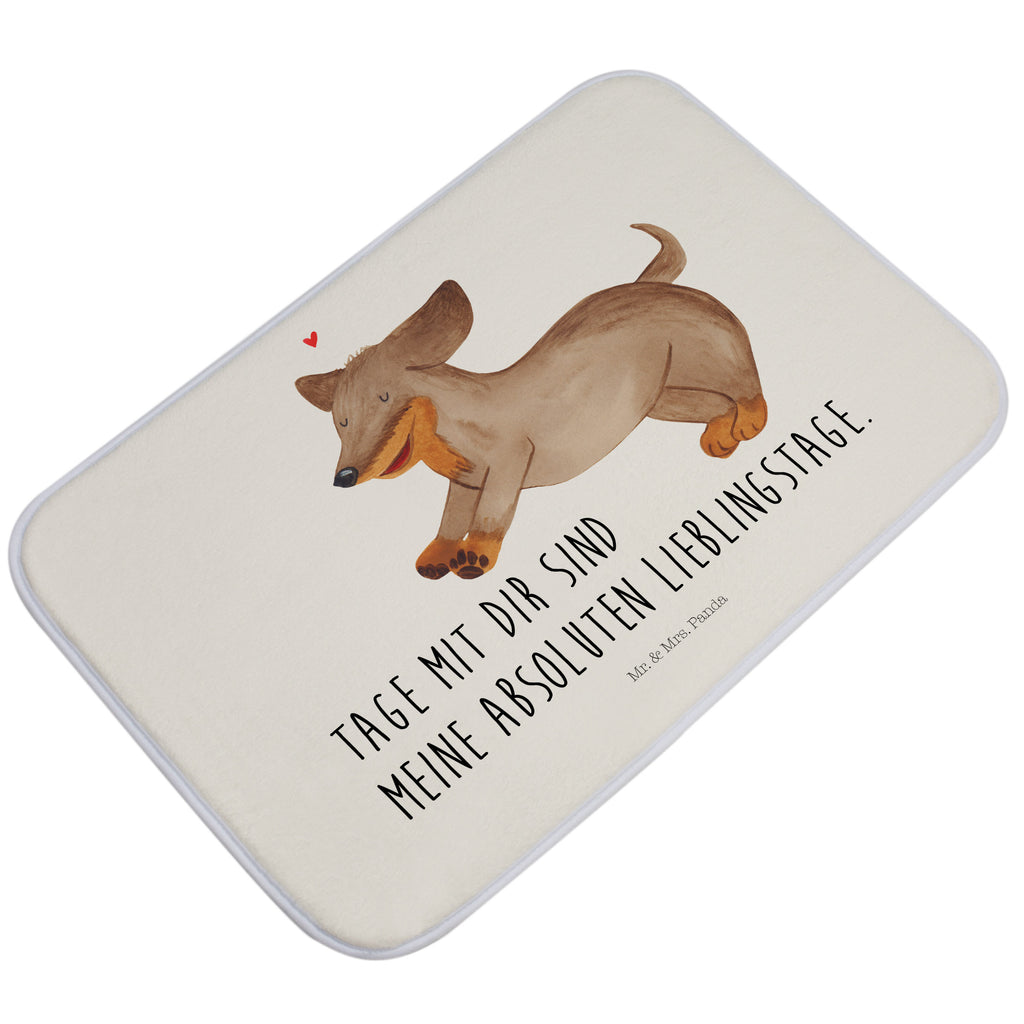 Badvorleger Hund Dackel fröhlich Badematte, Badteppich, Duschvorleger, Badezimmerteppich, Badezimmermatte, Badvorleger, Duschmatte, Duschteppich, Hund, Hundemotiv, Haustier, Hunderasse, Tierliebhaber, Hundebesitzer, Sprüche, Hunde, Dackel, Dachshund, happy dog