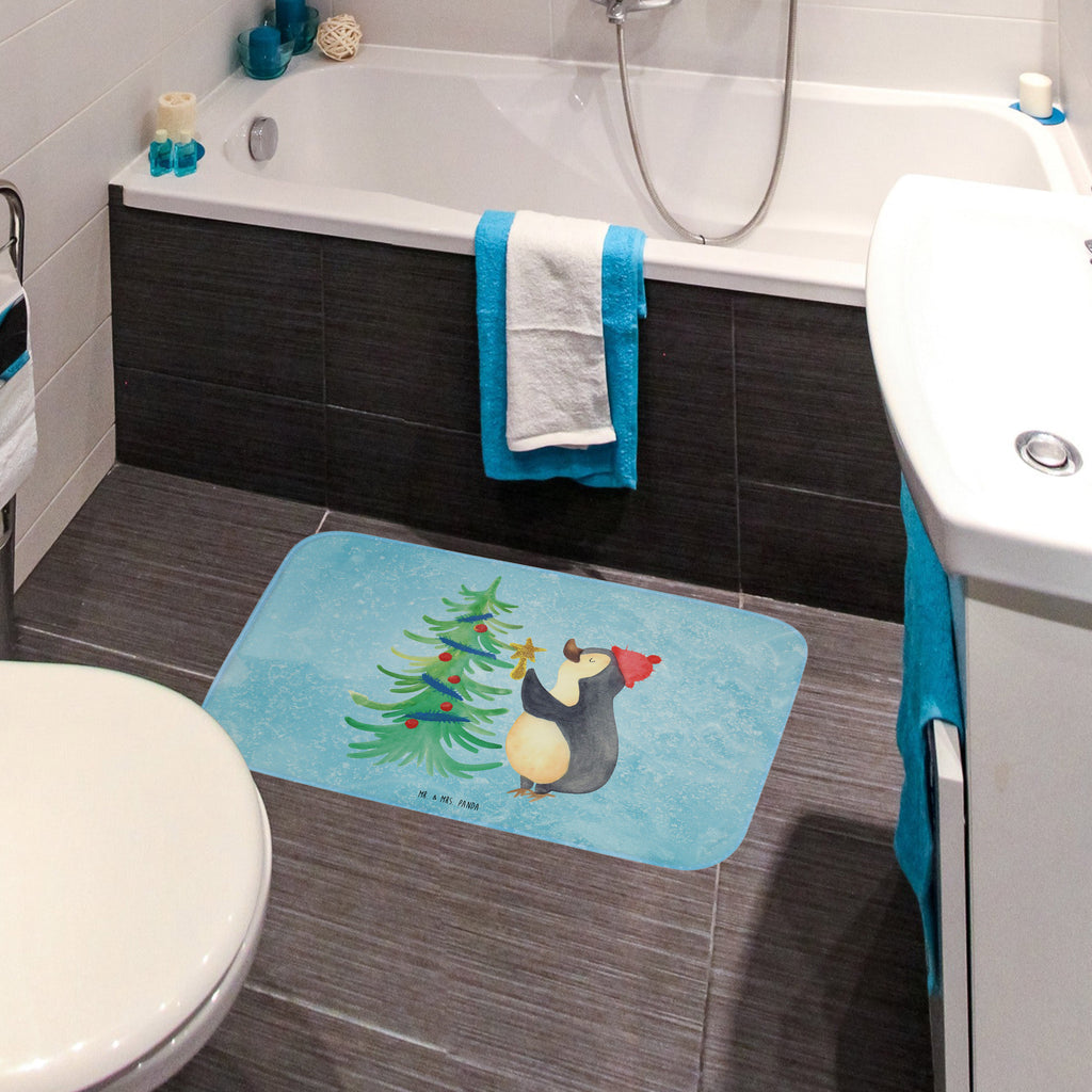 Badvorleger Pinguin Weihnachtsbaum Badematte, Badteppich, Duschvorleger, Badezimmerteppich, Badezimmermatte, Badvorleger, Duschmatte, Duschteppich, Winter, Weihnachten, Weihnachtsdeko, Nikolaus, Advent, Heiligabend, Wintermotiv, Pinguin