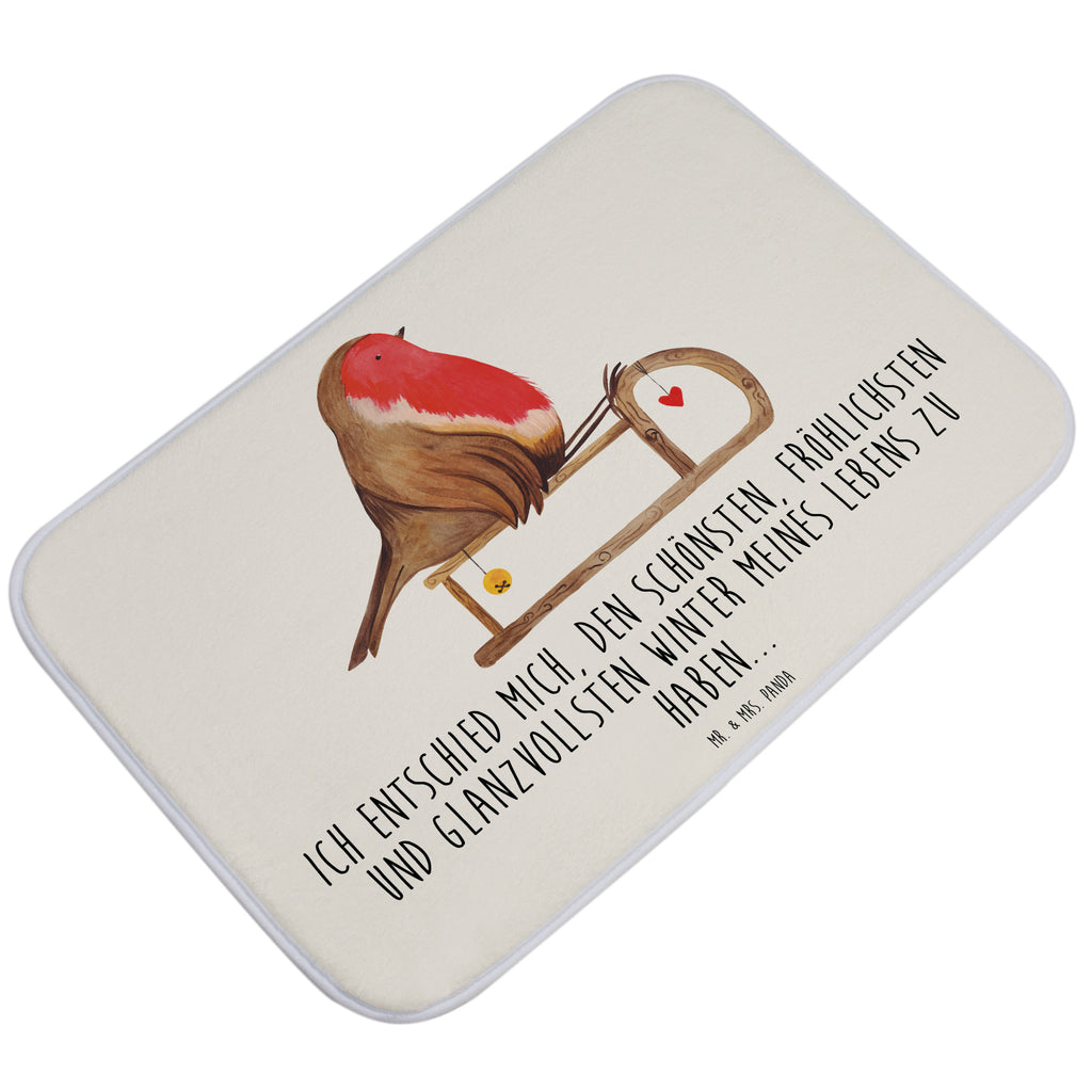 Badvorleger Rotkehlchen Schlitten Badematte, Badteppich, Duschvorleger, Badezimmerteppich, Badezimmermatte, Badvorleger, Duschmatte, Duschteppich, Winter, Weihnachten, Weihnachtsdeko, Nikolaus, Advent, Heiligabend, Wintermotiv, Schlitten, Vogel