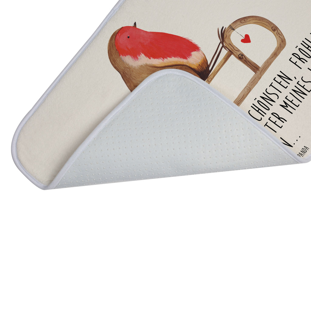 Badvorleger Rotkehlchen Schlitten Badematte, Badteppich, Duschvorleger, Badezimmerteppich, Badezimmermatte, Badvorleger, Duschmatte, Duschteppich, Winter, Weihnachten, Weihnachtsdeko, Nikolaus, Advent, Heiligabend, Wintermotiv, Schlitten, Vogel