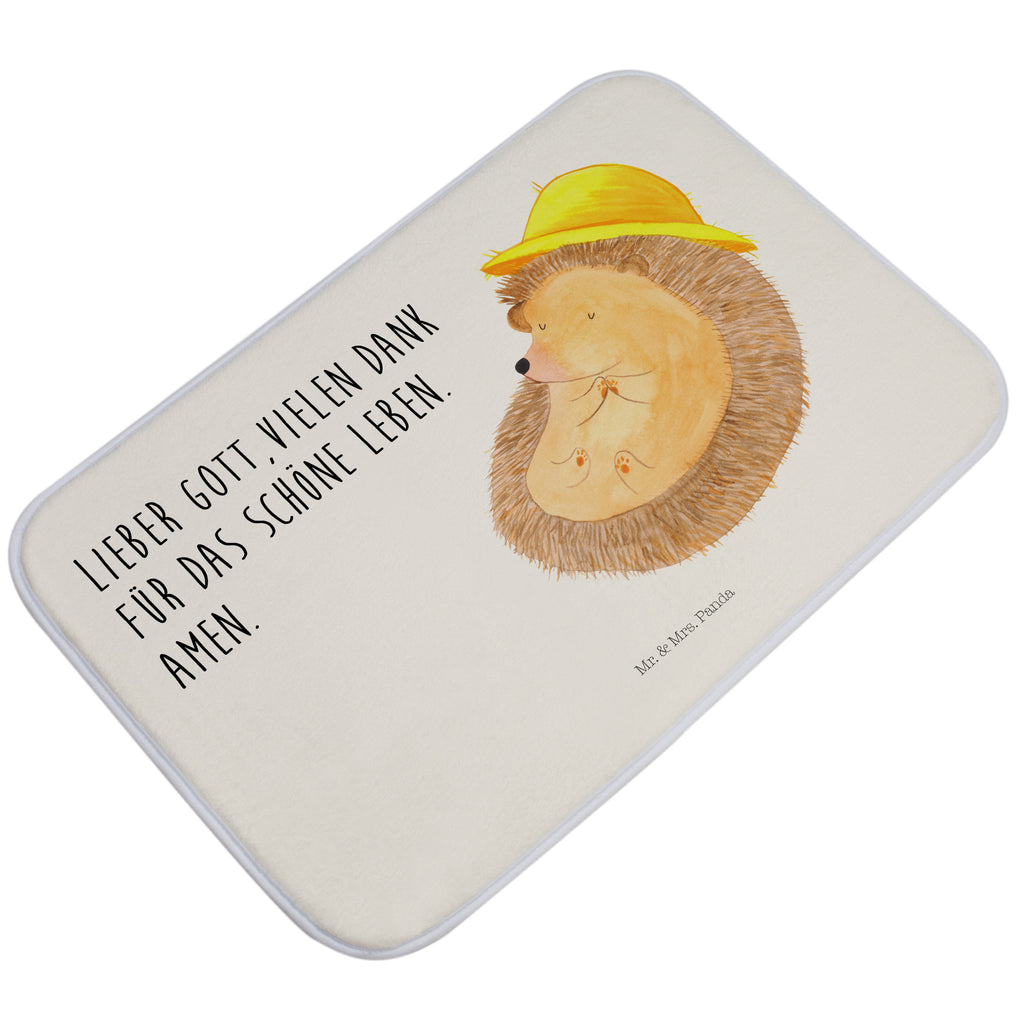 Badvorleger Igel betet Badematte, Badteppich, Duschvorleger, Badezimmerteppich, Badezimmermatte, Badvorleger, Duschmatte, Duschteppich, Tiermotive, Gute Laune, lustige Sprüche, Tiere, Igel, Igel mit Hut, Sonnenhut, Gott, Amen, beten, Leben, Dankbarkeit, Dankbar sein, dankbar, genießen
