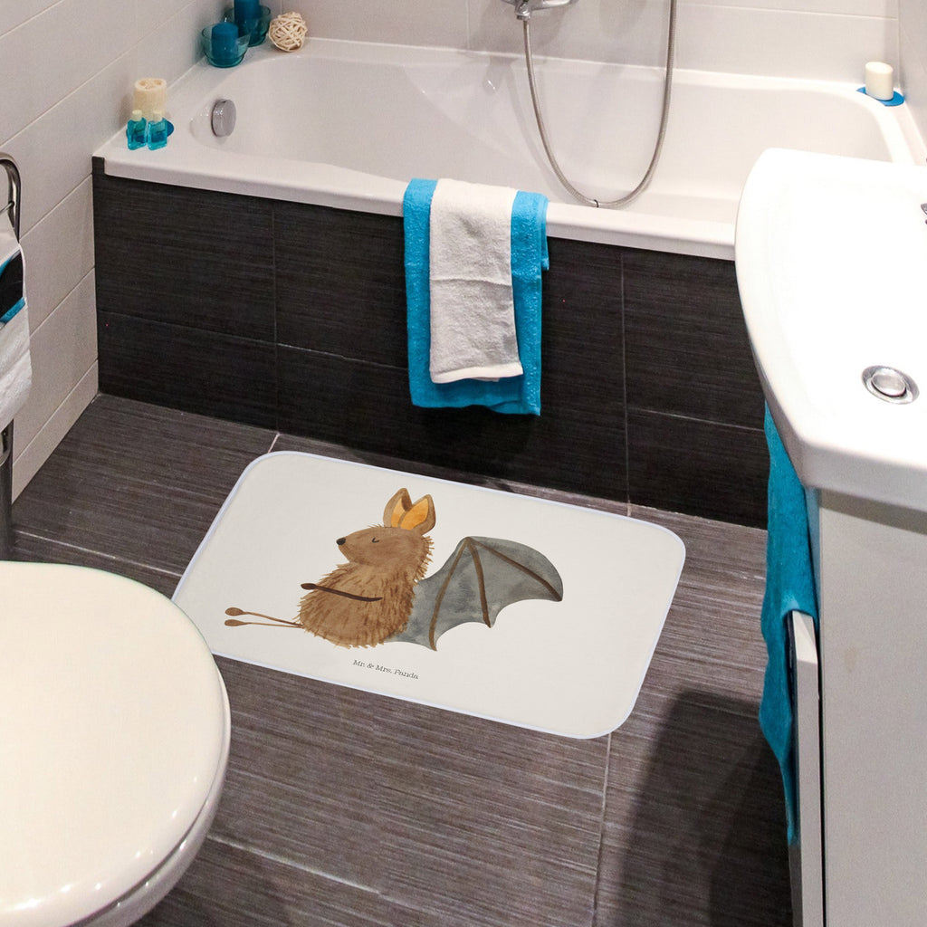 Badvorleger Fledermaus sitzend Badematte, Badteppich, Duschvorleger, Badezimmerteppich, Badezimmermatte, Badvorleger, Duschmatte, Duschteppich, Tiermotive, Gute Laune, lustige Sprüche, Tiere, Fledermaus, Fledermäuse, Motivation, entspannen