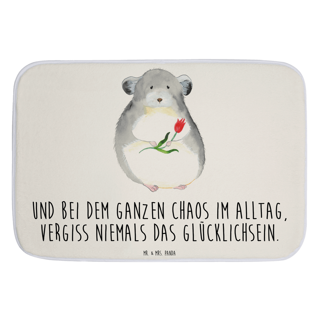 Badvorleger Chinchilla mit Blume Badematte, Badteppich, Duschvorleger, Badezimmerteppich, Badezimmermatte, Badvorleger, Duschmatte, Duschteppich, Tiermotive, Gute Laune, lustige Sprüche, Tiere, Chinchilla, Chinchillas, Liebeskummer, Kummer, Depressionen, traurig sein, Chaos, Glücklichsein, Büro, Büroalltag