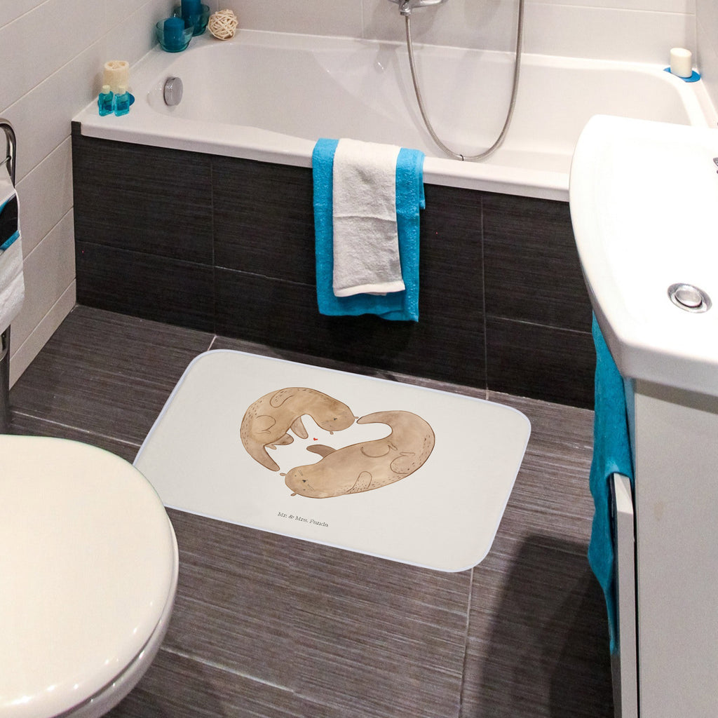 Badvorleger Otter Herz Badematte, Badteppich, Duschvorleger, Badezimmerteppich, Badezimmermatte, Badvorleger, Duschmatte, Duschteppich, Otter, Fischotter, Seeotter, Liebe, Herz, Liebesbeweis, Liebesgeschenk, Bessere Hälfte, Love you, Jahrestag, Hochzeitstag, Verlobung, gemeinsames Leben