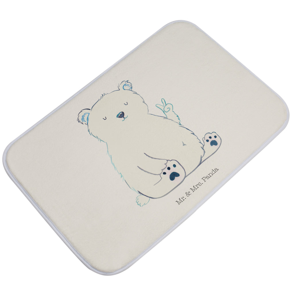 Badvorleger Eisbär Faul Badematte, Badteppich, Duschvorleger, Badezimmerteppich, Badezimmermatte, Badvorleger, Duschmatte, Duschteppich, Bär, Teddy, Teddybär, Eisbär, Nordpol, Faul, Entspannen, Relaxen, Büro, Arbeit, Bürojob, Arbeitsplatz, Homeoffice