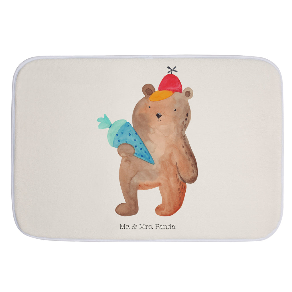 Badvorleger Bär mit Schultüte Badematte, Badteppich, Duschvorleger, Badezimmerteppich, Badezimmermatte, Badvorleger, Duschmatte, Duschteppich, Bär, Teddy, Teddybär, Bär Motiv, Schultüte, Erster Schultag Geschenk, Einschulung Geschenk, Schule Geschenk, Grundschule, Schulanfang, Schulbeginn