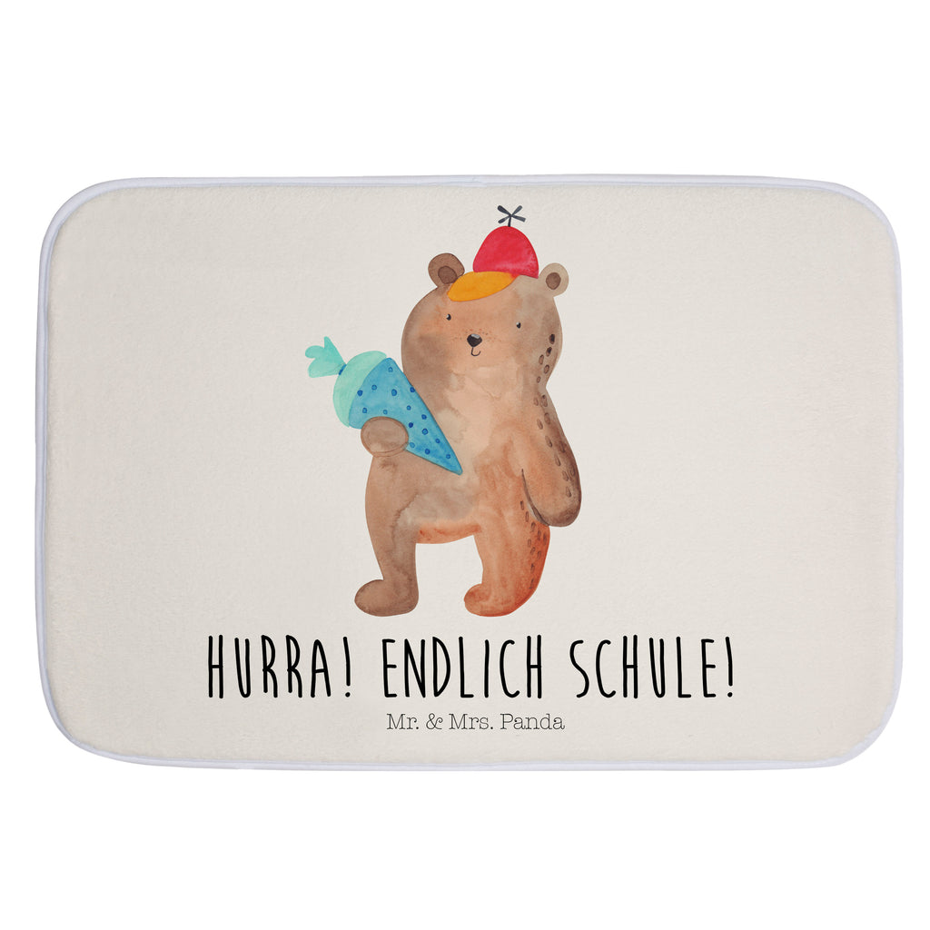 Badvorleger Bär mit Schultüte Badematte, Badteppich, Duschvorleger, Badezimmerteppich, Badezimmermatte, Badvorleger, Duschmatte, Duschteppich, Bär, Teddy, Teddybär, Bär Motiv, Schultüte, Erster Schultag Geschenk, Einschulung Geschenk, Schule Geschenk, Grundschule, Schulanfang, Schulbeginn