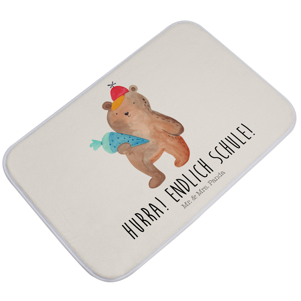 Badvorleger Bär mit Schultüte Badematte, Badteppich, Duschvorleger, Badezimmerteppich, Badezimmermatte, Badvorleger, Duschmatte, Duschteppich, Bär, Teddy, Teddybär, Bär Motiv, Schultüte, Erster Schultag Geschenk, Einschulung Geschenk, Schule Geschenk, Grundschule, Schulanfang, Schulbeginn