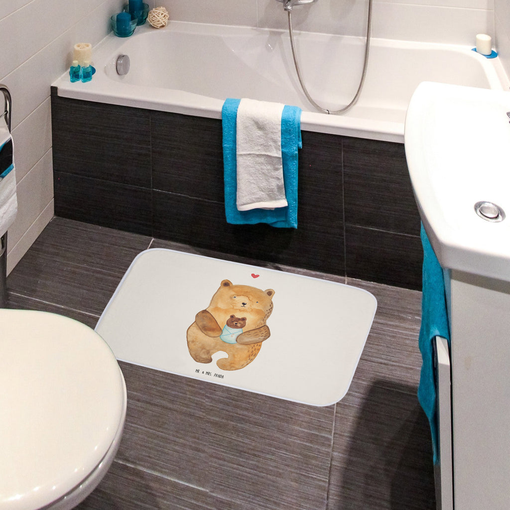 Badvorleger Bär mit Baby Badematte, Badteppich, Duschvorleger, Badezimmerteppich, Badezimmermatte, Badvorleger, Duschmatte, Duschteppich, Bär, Teddy, Teddybär, Eltern, Mutter, Baby, Taufe, Geburt, Nichte, Neffe, Enkel, Enkelin, Täufling, Geburtstag, Glückwunsch