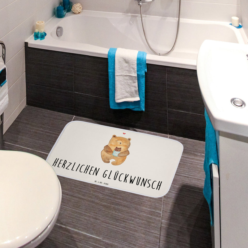 Badvorleger Bär mit Baby Badematte, Badteppich, Duschvorleger, Badezimmerteppich, Badezimmermatte, Badvorleger, Duschmatte, Duschteppich, Bär, Teddy, Teddybär, Eltern, Mutter, Baby, Taufe, Geburt, Nichte, Neffe, Enkel, Enkelin, Täufling, Geburtstag, Glückwunsch