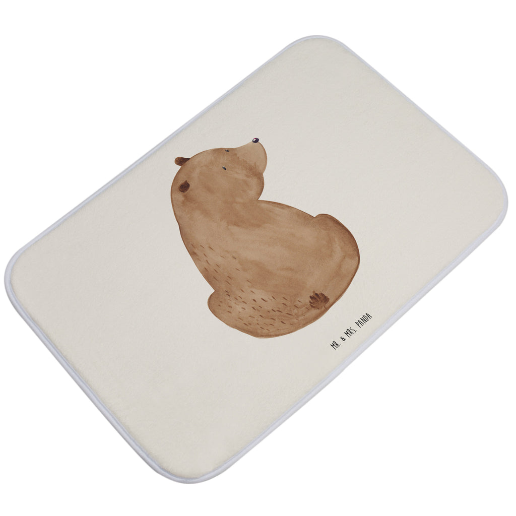 Badvorleger Bär Schulterblick Badematte, Badteppich, Duschvorleger, Badezimmerteppich, Badezimmermatte, Badvorleger, Duschmatte, Duschteppich, Bär, Teddy, Teddybär, Selbstachtung, Weltansicht, Motivation, Bären, Bärenliebe, Weisheit