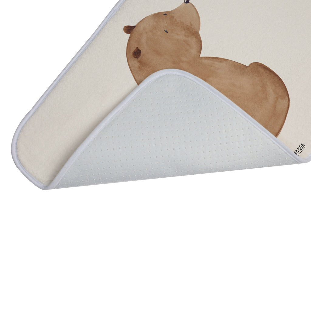 Badvorleger Bär Schulterblick Badematte, Badteppich, Duschvorleger, Badezimmerteppich, Badezimmermatte, Badvorleger, Duschmatte, Duschteppich, Bär, Teddy, Teddybär, Selbstachtung, Weltansicht, Motivation, Bären, Bärenliebe, Weisheit