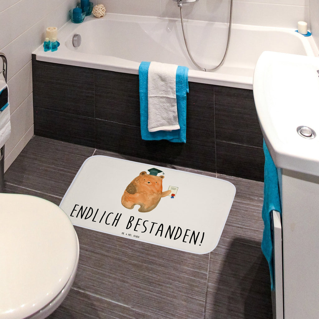 Badvorleger Prüfungsbär Badematte, Badteppich, Duschvorleger, Badezimmerteppich, Badezimmermatte, Badvorleger, Duschmatte, Duschteppich, Bär, Teddy, Teddybär, Abitur, Prüfungen, Prüfung bestanden, Abschluss, Zeugnis, Abschlusszeugnis