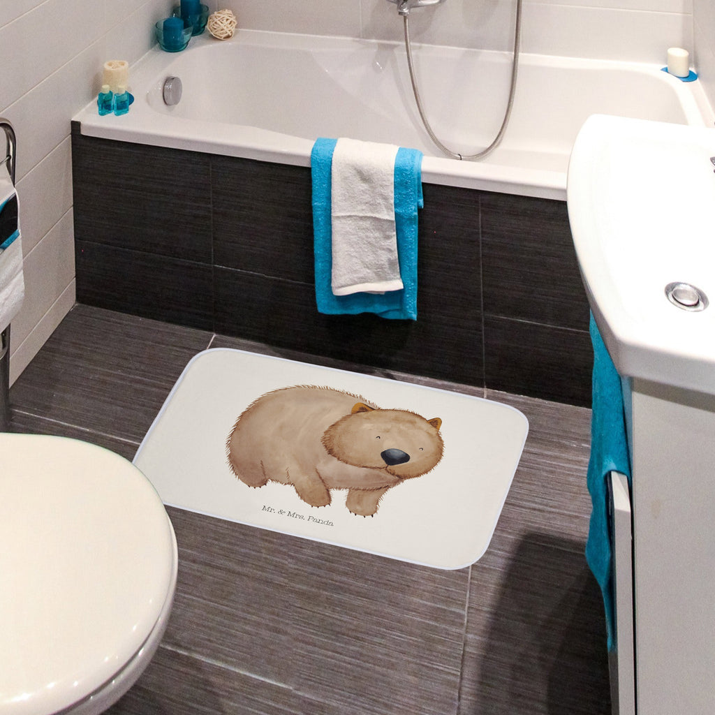 Badvorleger Wombat Badematte, Badteppich, Duschvorleger, Badezimmerteppich, Badezimmermatte, Badvorleger, Duschmatte, Duschteppich, Tiermotive, Gute Laune, lustige Sprüche, Tiere, Wombat, Das Leben ist schön, Motivation, Spruch, Australien