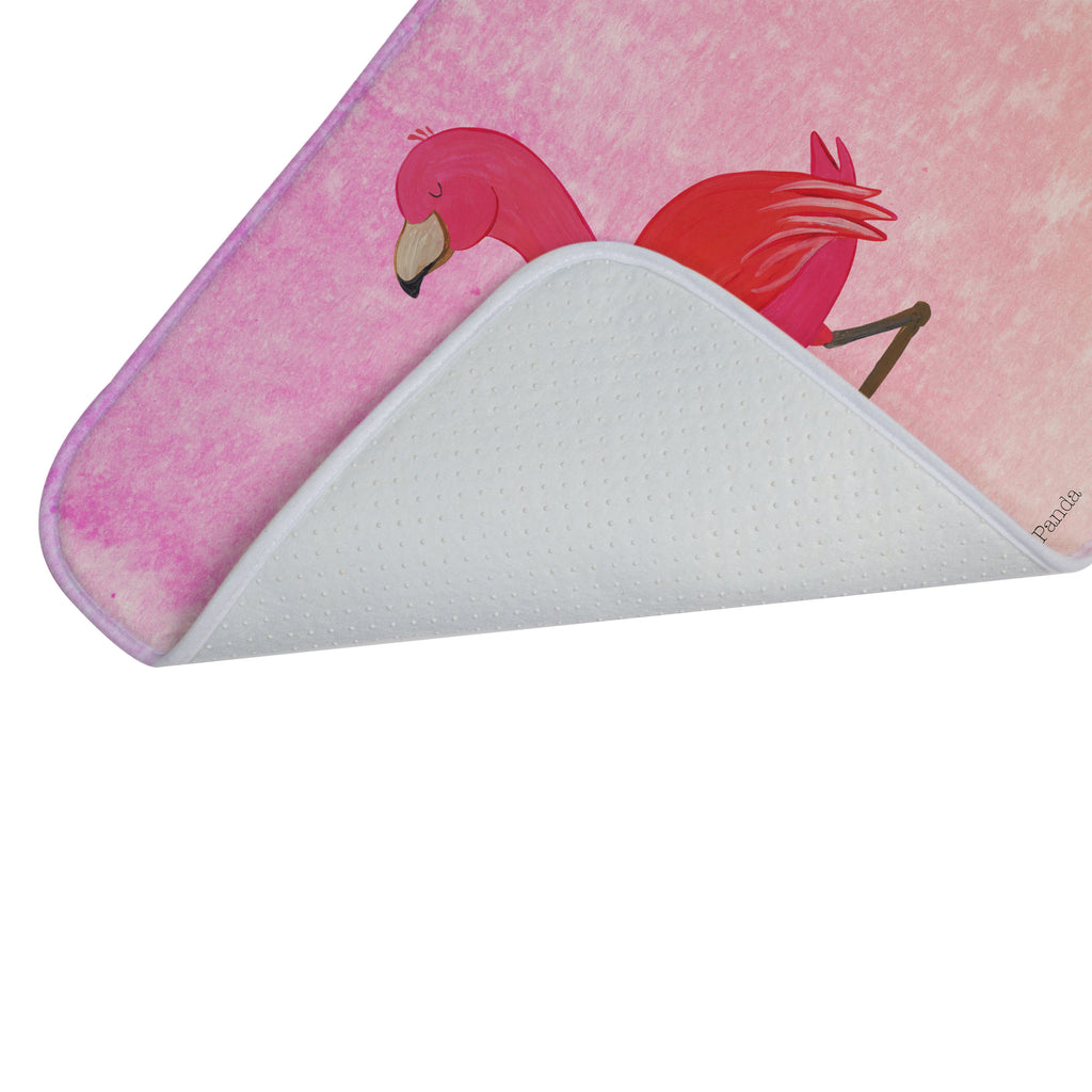 Badvorleger Flamingo Yoga Badematte, Badteppich, Duschvorleger, Badezimmerteppich, Badezimmermatte, Badvorleger, Duschmatte, Duschteppich, Flamingo, Vogel, Yoga, Namaste, Achtsamkeit, Yoga-Übung, Entspannung, Ärger, Aufregen, Tiefenentspannung