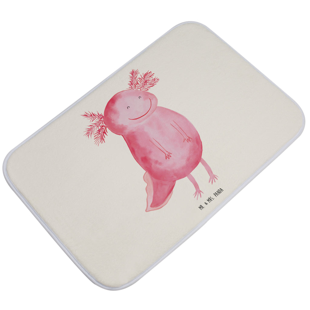 Badvorleger Axolotl glücklich Badematte, Badteppich, Duschvorleger, Badezimmerteppich, Badezimmermatte, Badvorleger, Duschmatte, Duschteppich, Axolotl, Molch, Axolot, Schwanzlurch, Lurch, Lurche, Motivation, gute Laune