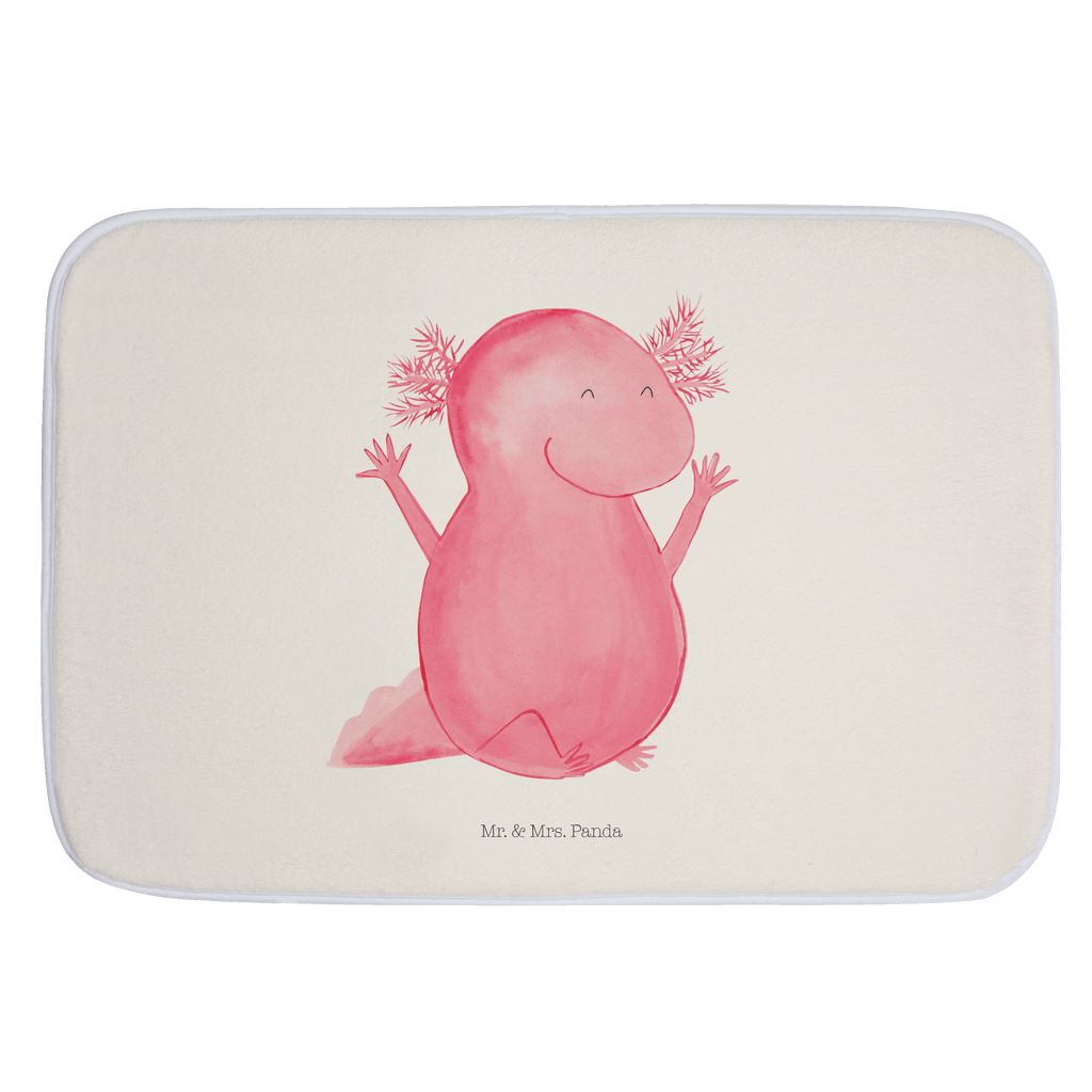 Badvorleger Axolotl Hurra Badematte, Badteppich, Duschvorleger, Badezimmerteppich, Badezimmermatte, Badvorleger, Duschmatte, Duschteppich, Axolotl, Molch, Axolot, Schwanzlurch, Lurch, Lurche, fröhlich, Spaß, Freude, Motivation, Zufriedenheit
