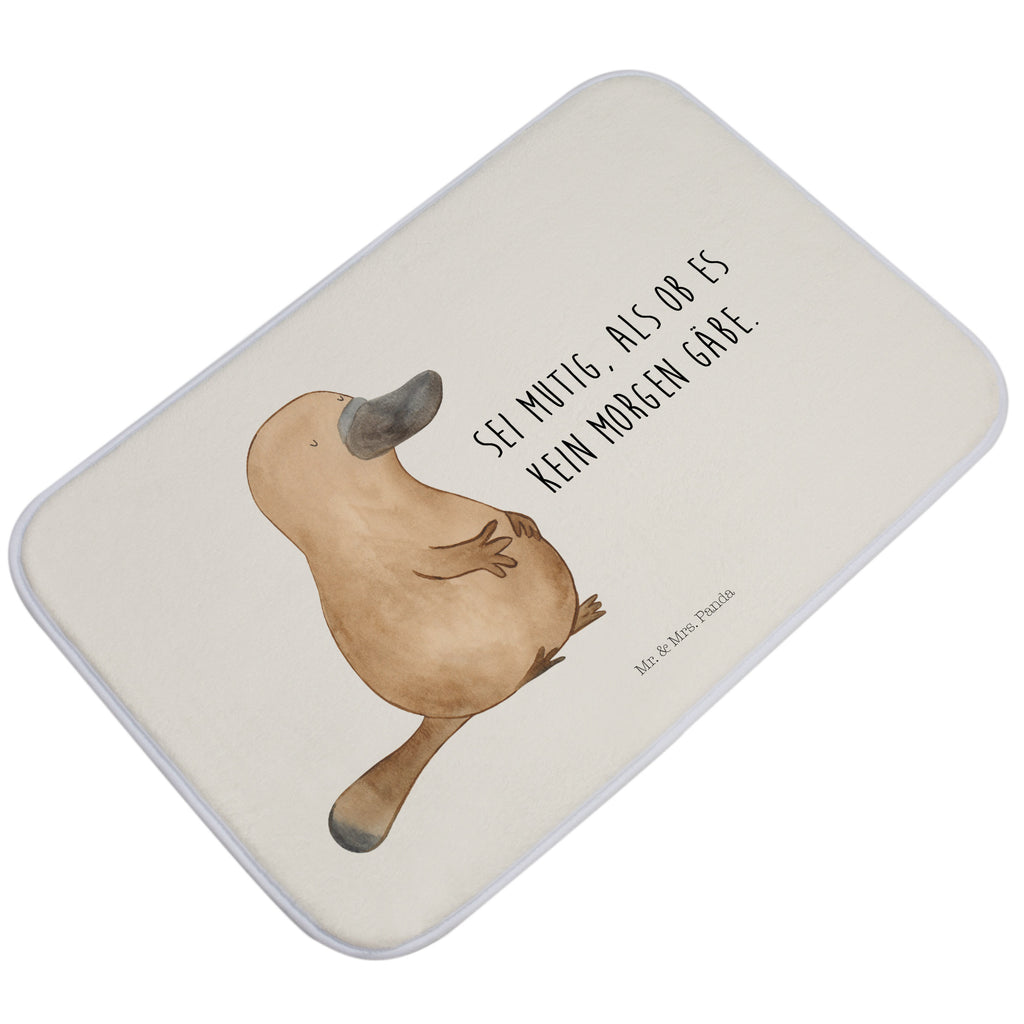 Badvorleger Schnabeltier mutig Badematte, Badteppich, Duschvorleger, Badezimmerteppich, Badezimmermatte, Badvorleger, Duschmatte, Duschteppich, Meerestiere, Meer, Urlaub, Schnabeltier, Mut, mutig, Lebensweisheit, Schnabeltiere, Motivation, Training, Büro, Arbeit, Neuanfang, Neustart, Weltreise, Raodtrip