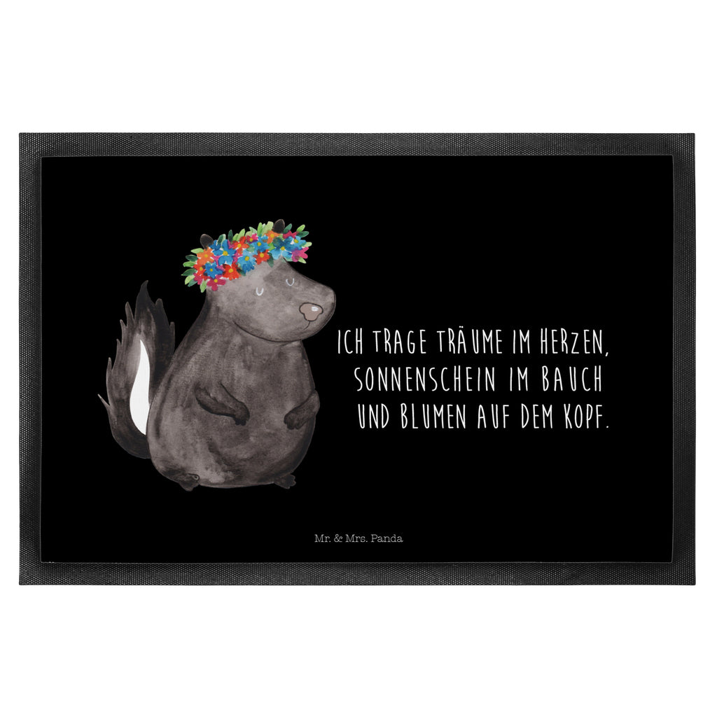 Fußmatte Stinktier Blumenmaedchen Stinktier, Skunk, Wildtier, Raubtier, Stinker, Stinki, Yoga, Namaste, Lebe, Liebe, Lache Türvorleger, Schmutzmatte, Fußabtreter, Matte, Schmutzfänger, Fußabstreifer, Schmutzfangmatte, Türmatte, Motivfußmatte,  Haustürmatte, Vorleger  Stinktier, Skunk