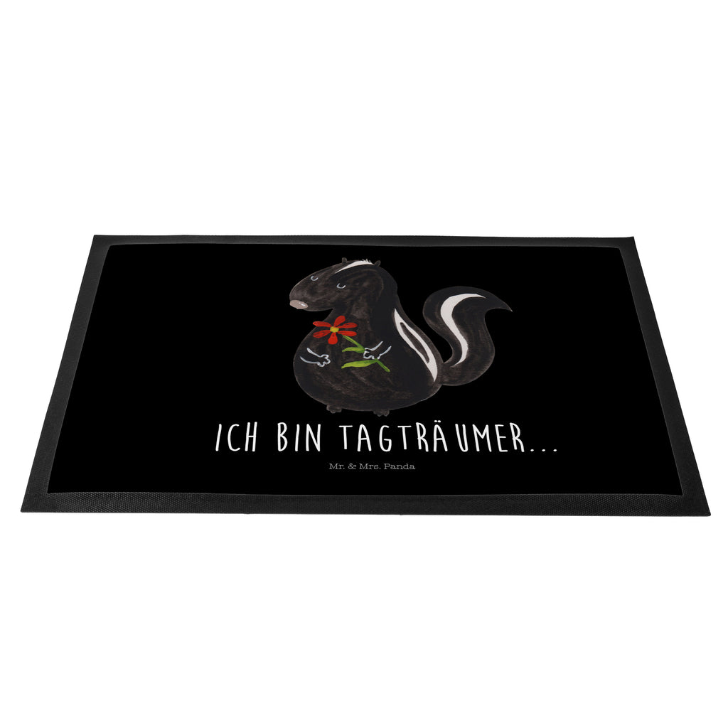 Fußmatte Stinktier Blume Stinktier, Skunk, Wildtier, Raubtier, Stinker, Stinki, Tagträumer, verträumt, Dreams, Träume Türvorleger, Schmutzmatte, Fußabtreter, Matte, Schmutzfänger, Fußabstreifer, Schmutzfangmatte, Türmatte, Motivfußmatte,  Haustürmatte, Vorleger  Stinktier, Skunk