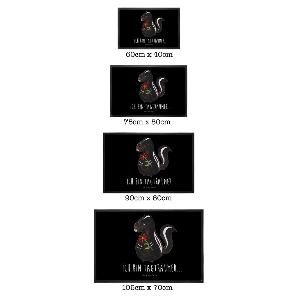 Fußmatte Stinktier Blume Stinktier, Skunk, Wildtier, Raubtier, Stinker, Stinki, Tagträumer, verträumt, Dreams, Träume Türvorleger, Schmutzmatte, Fußabtreter, Matte, Schmutzfänger, Fußabstreifer, Schmutzfangmatte, Türmatte, Motivfußmatte,  Haustürmatte, Vorleger  Stinktier, Skunk