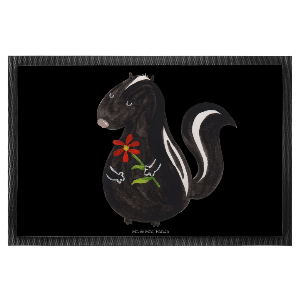 Fußmatte Stinktier Blume Stinktier, Skunk, Wildtier, Raubtier, Stinker, Stinki, Tagträumer, verträumt, Dreams, Träume Türvorleger, Schmutzmatte, Fußabtreter, Matte, Schmutzfänger, Fußabstreifer, Schmutzfangmatte, Türmatte, Motivfußmatte,  Haustürmatte, Vorleger  Stinktier, Skunk
