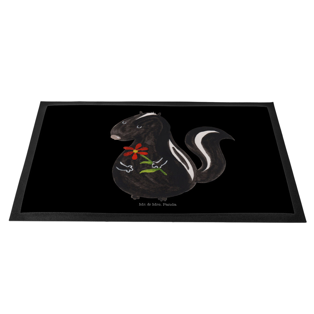 Fußmatte Stinktier Blume Stinktier, Skunk, Wildtier, Raubtier, Stinker, Stinki, Tagträumer, verträumt, Dreams, Träume Türvorleger, Schmutzmatte, Fußabtreter, Matte, Schmutzfänger, Fußabstreifer, Schmutzfangmatte, Türmatte, Motivfußmatte,  Haustürmatte, Vorleger  Stinktier, Skunk