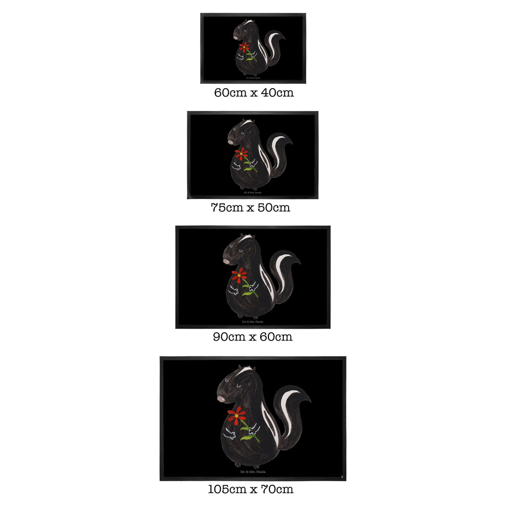 Fußmatte Stinktier Blume Stinktier, Skunk, Wildtier, Raubtier, Stinker, Stinki, Tagträumer, verträumt, Dreams, Träume Türvorleger, Schmutzmatte, Fußabtreter, Matte, Schmutzfänger, Fußabstreifer, Schmutzfangmatte, Türmatte, Motivfußmatte,  Haustürmatte, Vorleger  Stinktier, Skunk