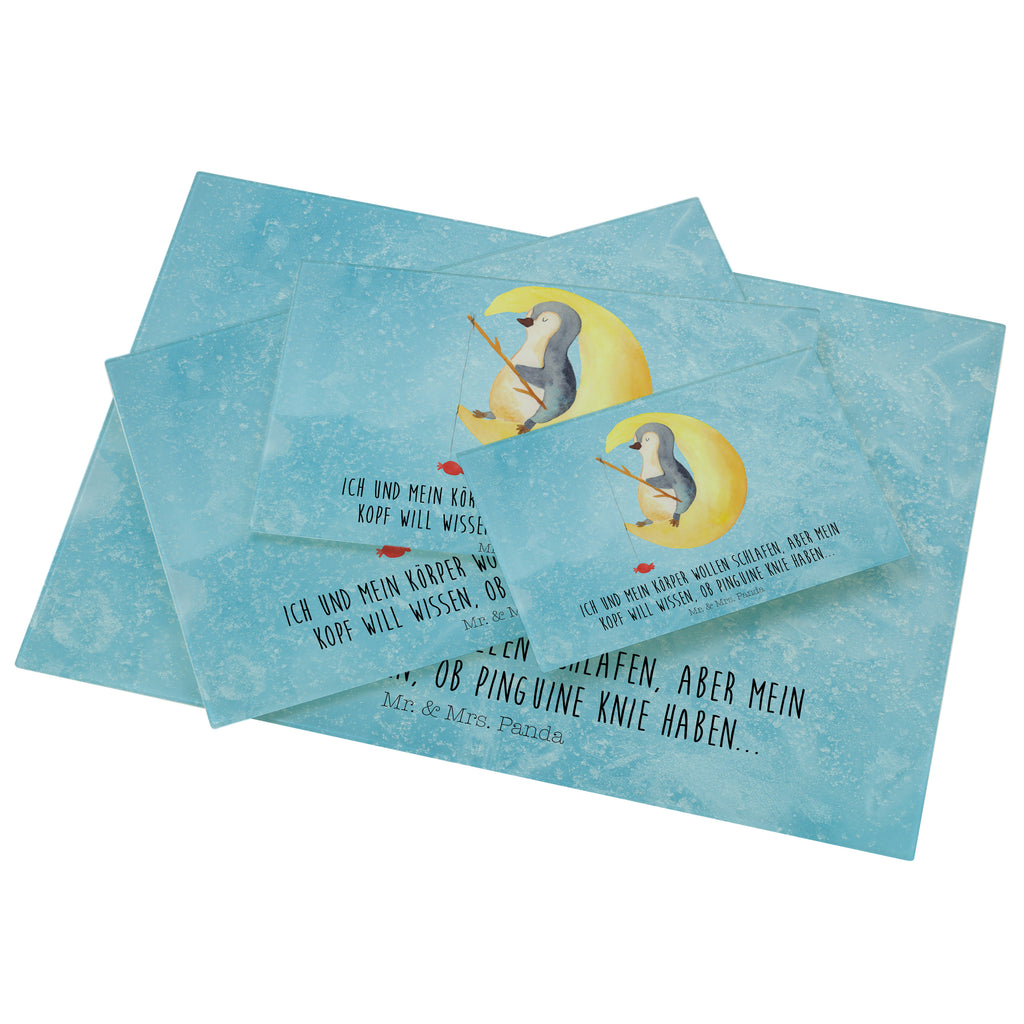 Medium Glas Schneidbrett Pinguin Mond Glasschneidebrett, Schneidebrett, Pinguin, Pinguine, Spruch, schlafen, Nachtruhe, Einschlafen, Schlafzimmer, Schlafstörungen, Gästezimmer