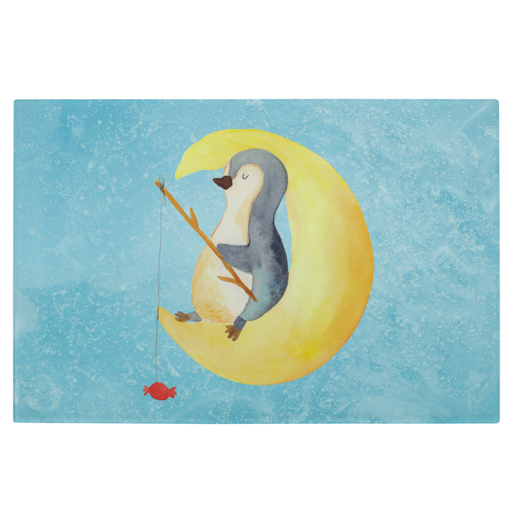 Medium Glas Schneidbrett Pinguin Mond Glasschneidebrett, Schneidebrett, Pinguin, Pinguine, Spruch, schlafen, Nachtruhe, Einschlafen, Schlafzimmer, Schlafstörungen, Gästezimmer